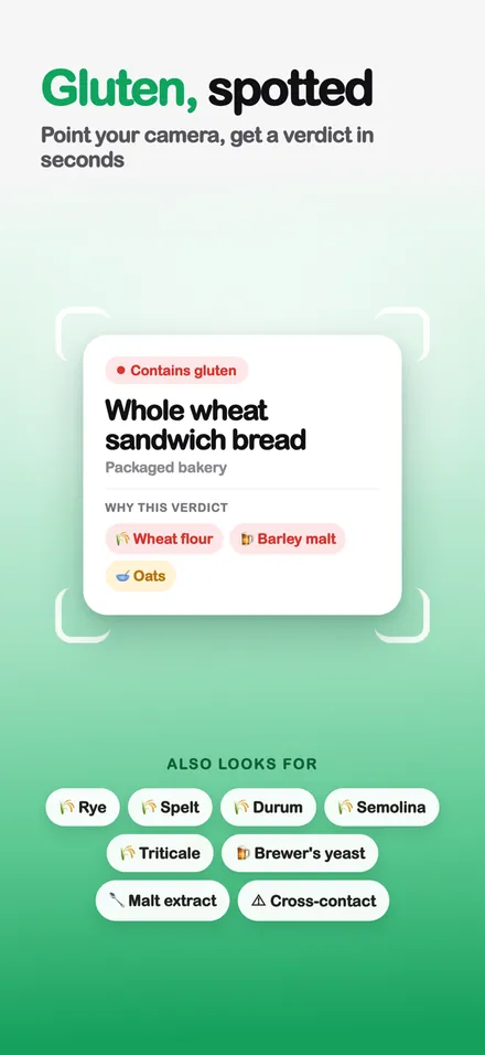 GlutenLens Gluten Content AI screenshot 1