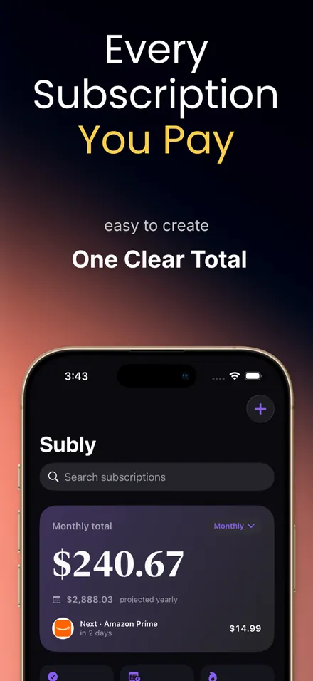 Subly Tracker: Subscriptions screenshot 1